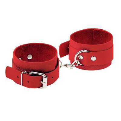 Кожаные наручники Leather Standart Hand Cuffs, Red 51420281333 фото