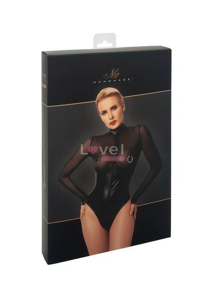 Боди Noir Handmade F321 Edge wetlook and mesh body with rings - S SX0357 фото