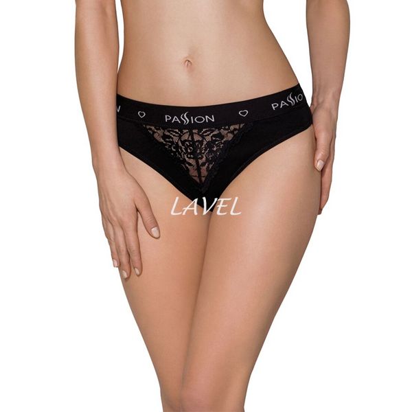 Трусики с широкой резинкой и кружевом Passion PS001 PANTIES black, size M SO4160 фото