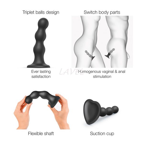 Насадка для страпона Strap-On-Me Dildo Plug Balls Black L SO8994 фото