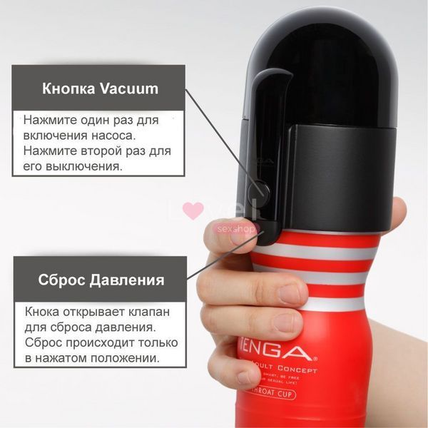 Вакуумная насадка Tenga Vacuum Controller с мастурбатором US Deep Throat Cup, единственный сосущий TVC-001S фото