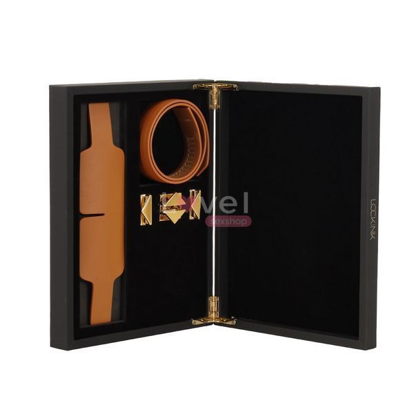 Маска на очі LOCKINK Blindfold Kit, коричнева, натуральна шкіра, регульований обсяг SX0832 фото