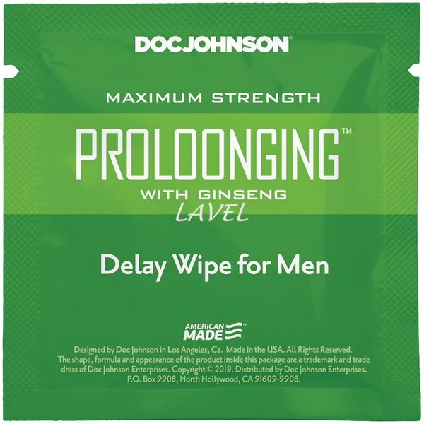 Пролонгирующая салфетка Doc Johnson Delay Wipe For Men с экстрактом женьшеня SO3486 фото