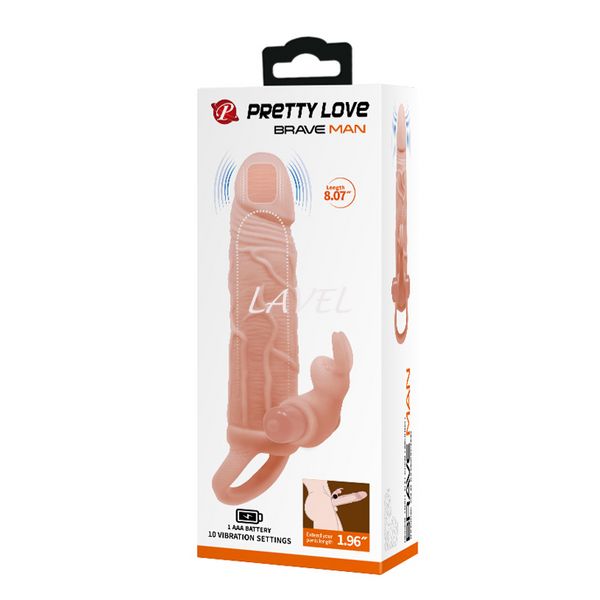 Насадка з вібрацією для клітора Pretty Love Brave Man Vibro Extension (довжина 20,5см) 6603BI0915 фото