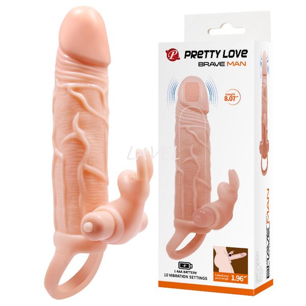 Насадка с вибрацией для клитора Pretty Love Brave Man Vibro Extension (длина 20,5см) 6603BI0915 фото