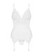 Сатиновий мереживний корсет Obsessive 810-COR-2 babydoll & thong S/M, білий, корсет, танга SO7158 фото 5