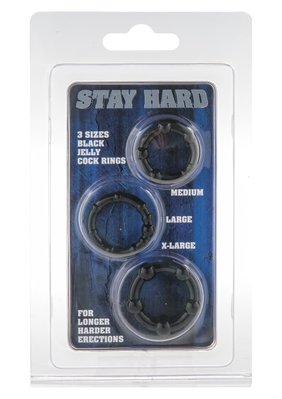 Ерекційні кільця - STAY HARD-Three Rings BLACK 35500-BLACK фото