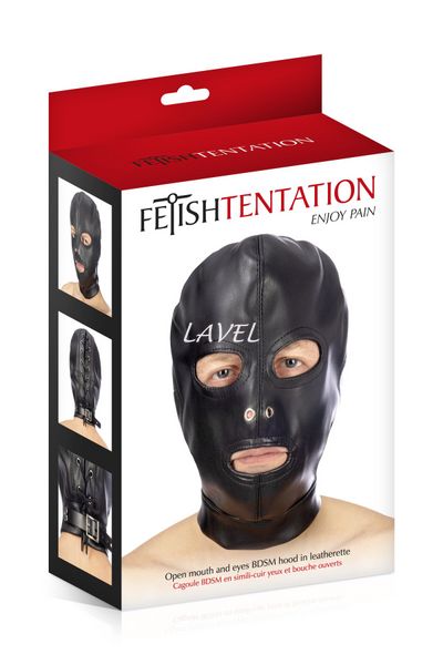 Капюшон для БДСМ з відкритими очима і ротом Fetish Tentation Open mouth and eyes BDSM hood SO4671 фото