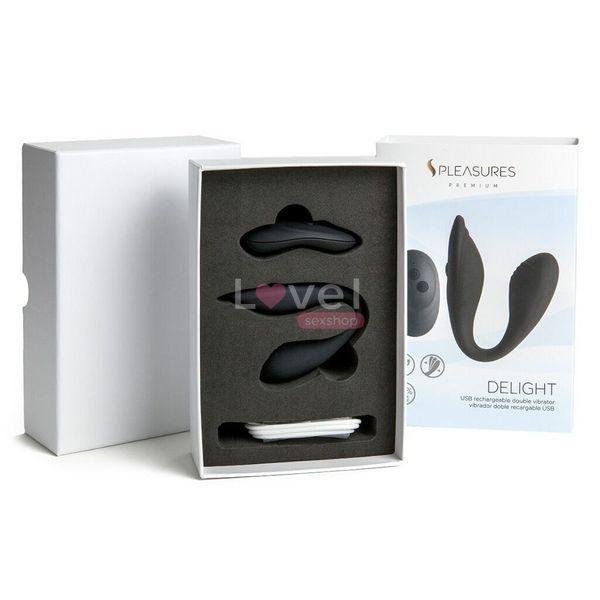 Подвійний вібратор S Pleasures Premium Delight, чорний, для клітора та точки G, 10 режимів SX1611 фото
