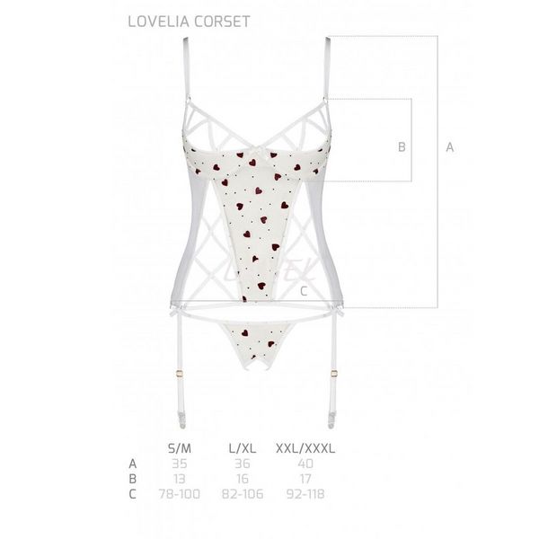 Корсет с подвязками + стринги LOVELIA CORSET white L/XL - Passion SO4768 фото