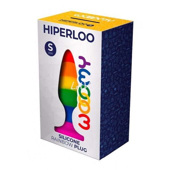 Силиконовая анальная пробка Wooomy Hiperloo Silicone Rainbow Plug S, диаметр 2,4 см, длина 9 см SO7424 фото