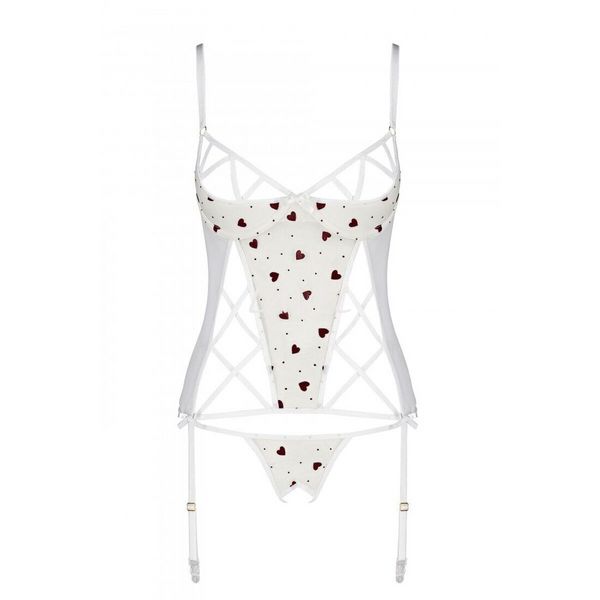 Корсет с подвязками + стринги LOVELIA CORSET white L/XL - Passion SO4768 фото