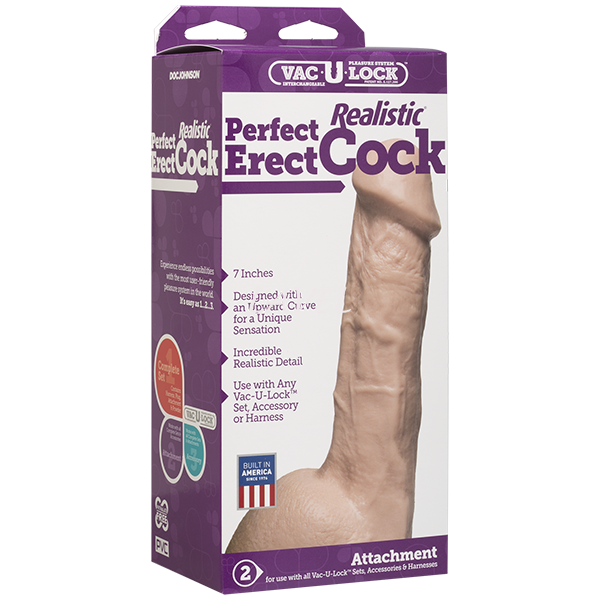 Фалоімітатор Doc Johnson - 7 Inch Perfect Erect Cock, діаметр 3,8см, велика голівка, Vac-U-Lock SO2796 фото