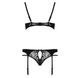 Комплект белья Passion PAULINE SET XXL/XXXL, black, стрэпы, лиф, стринги и пояс для чулок EL15806 фото 2