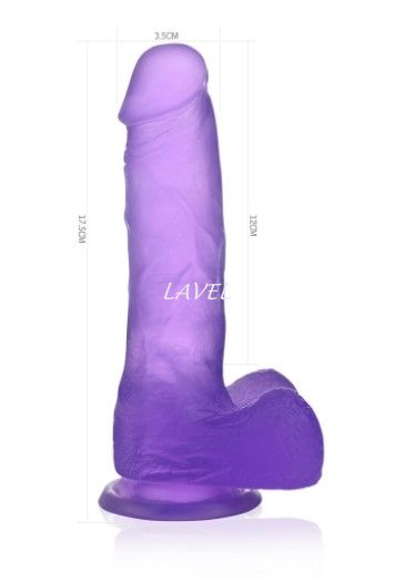 Фаллоимитатор с мошонкой - Jelly Studs Crystal Dildo Medium, Violet 6452LVTOY199 фото