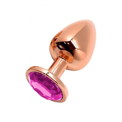 Металлическая анальная пробка Wooomy Tralalo Rose Gold Metal Plug Magenta L, диаметр 4 см, длина 9 с SO7425 фото