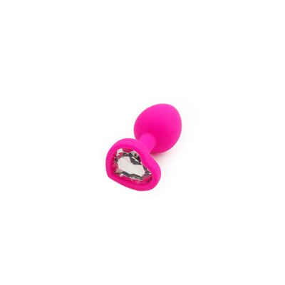 Анальная пробка силиконовая с кристаллом сердце S, розовая LAV2000110 фото