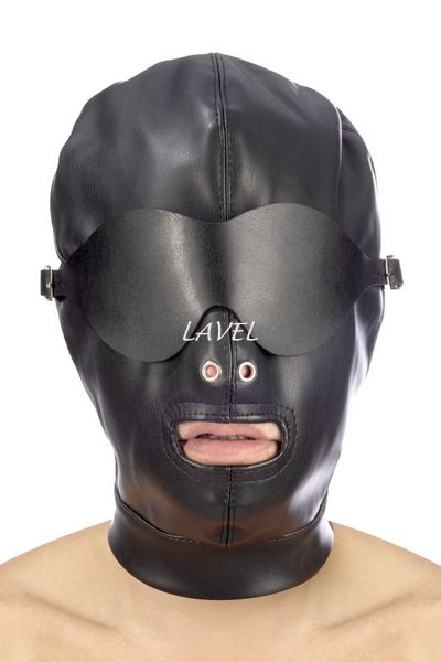 Капюшон для БДСМ зі знімною маскою Fetish Tentation BDSM hood in leatherette with removable mask SO4672 фото