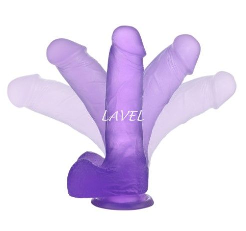 Фалоімітатор з мошонкою - Jelly Studs Crystal Dildo Medium, Violet 6452LVTOY199 фото