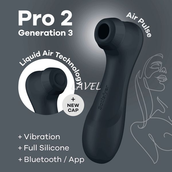 Вакуумный клиторальный стимулятор Satisfyer Pro 2 Generation 3 with Liquid Air Connect App Dark Grey SO8404 фото
