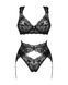Комплект білизни Obsessive Donna Dream 3-pcs set XL/2XL Black, бюстгальтер, стрінги, пояс для панчіх SO8638 фото 3