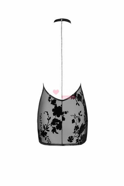 Сукня Noir Handmade F313 Mythos, XXL, black, прозора, міні, відкрита спина, декор зі стразів SX0319 фото