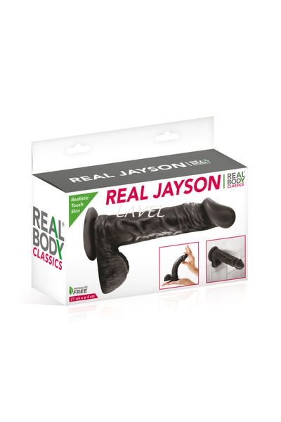 Фаллоимитатор на присоске Real Body - Real Jayson Black, TPE, диаметр 4см SO4029 фото