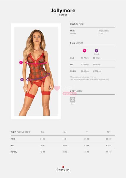 Корсет Obsessive Jollymore corset XS/S SX1149 фото