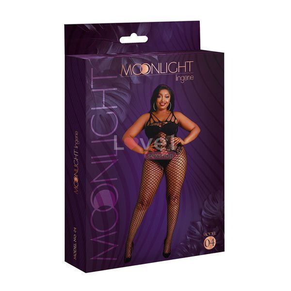 Бодистокинг Moonlight Plus Model 04 XL-XXXL Black, с доступом SO8195 фото