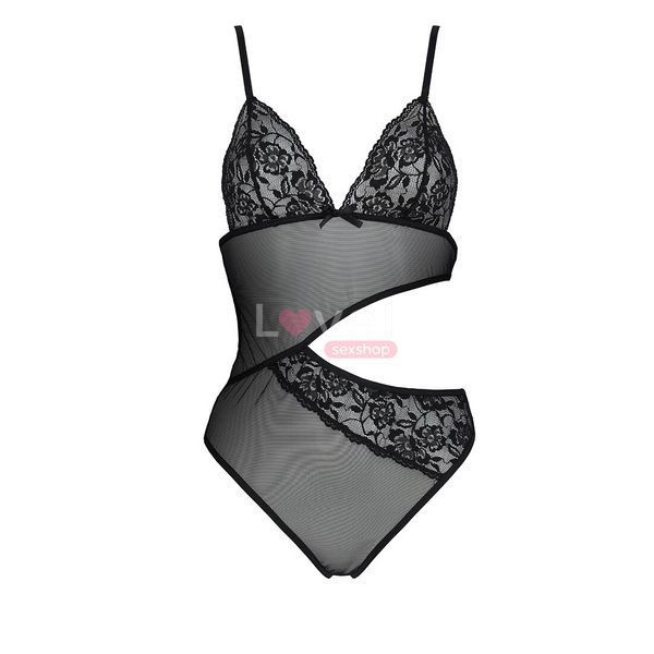 Боди с ажурным лифом Passion CHRISTA BODY L/XL, black SO5753 фото