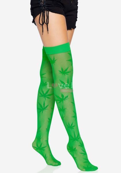 Чулки с рисунком Leg Avenue 420 Net thigh highs Green SO9160 фото