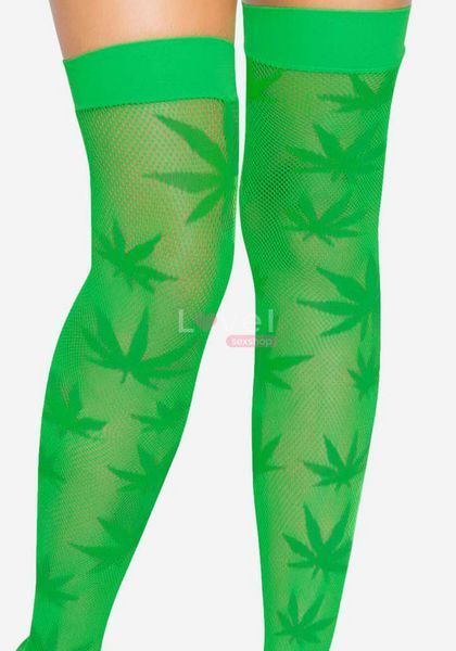 Чулки с рисунком Leg Avenue 420 Net thigh highs Green SO9160 фото