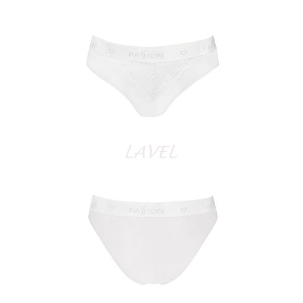 Трусики з широкою гумкою і мереживом Passion PS001 PANTIES S, white SO4173 фото