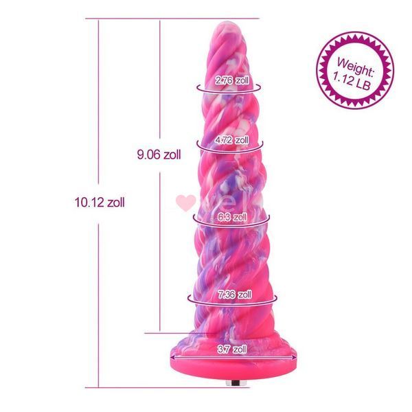 Фантазійний фалоімітатор 10.12&Prime; для секс-машин Hismith Silicone Dildo rose Monster Series, KlicLok SO6215 фото