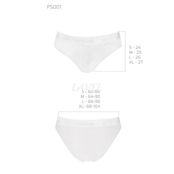 Трусики з широкою гумкою і мереживом Passion PS001 PANTIES S, white SO4173 фото