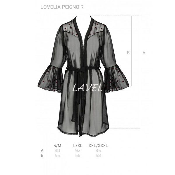 Повітряний пеньюар Passion LOVELIA PEIGNOIR L/XL, black SO4771 фото