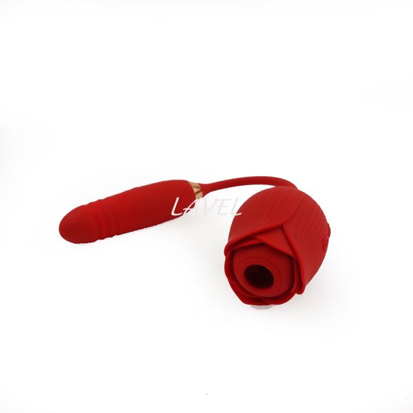 Вибратор роза, красный, с вакуумом и движениями LAV2000200 фото