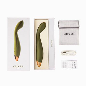 Кліторальний стимулятор та стимулятор точки G - Caress. Omny. Оливка OG003 фото