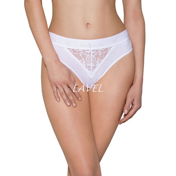 Трусики з широкою гумкою і мереживом Passion PS001 PANTIES XL, white SO4174 фото