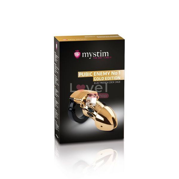 Клетка для члена с электростимуляцией Mystim Pubic Enemy No 1 - Gold Edition SO3809 фото