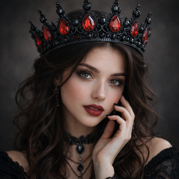 Розкішна корона Elizabeth зі стразами, чорна TNS1325 фото