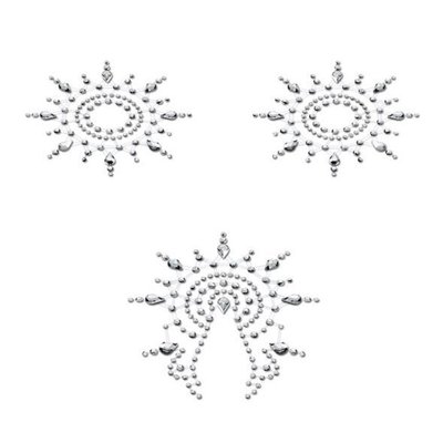 Пестіс з кристалів Petits Joujoux Gloria set of 3 - Silver, прикраса на груди та вульву SO3128 фото
