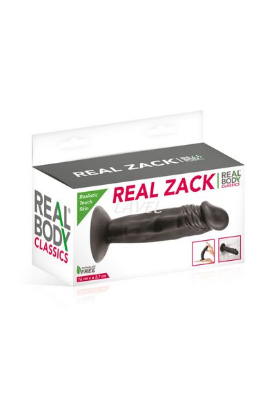 Фаллоимитатор с присоской Real Body - Real Zack Black, TPE, диаметр 3,7см SO4032 фото