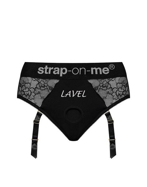 Мереживні трусики для страпона з підв’язками для панчіх Strap-On-Me DIVA HARNESS - L SO4512 фото