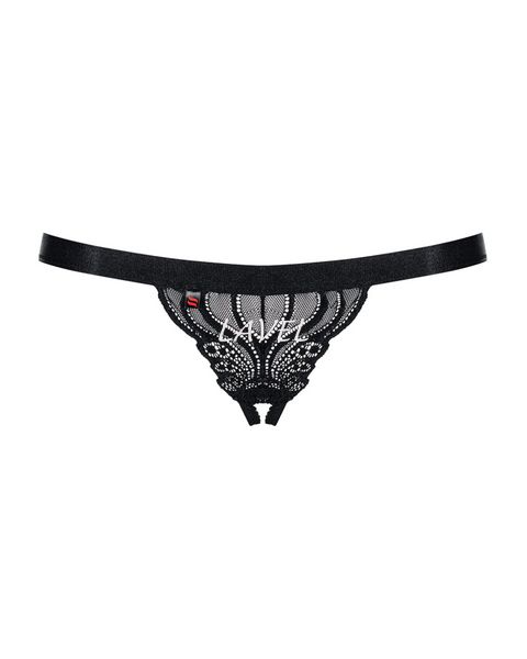 Мереживні танги з доступом Obsessive 828-THC-1 crotchless thong S/M, чорні SO7173 фото