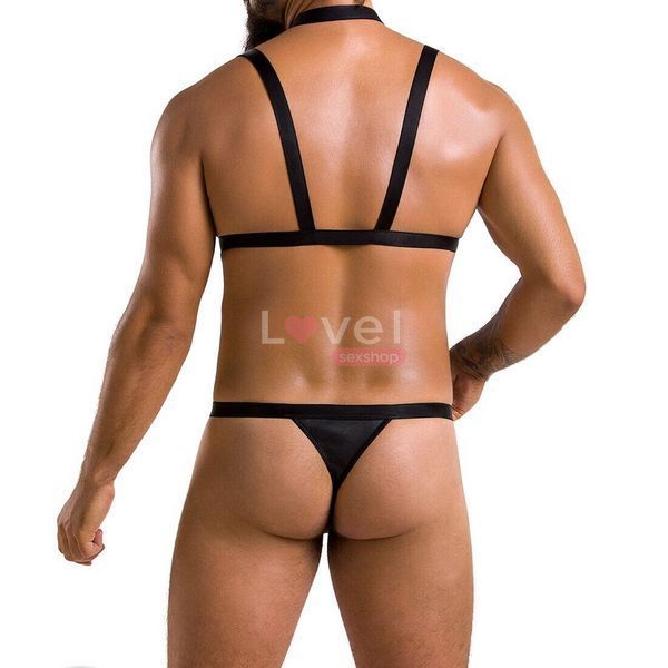 Комплект чоловічої білизни зі стреп Passion 039 SET ANDREW S/M Black, стринги, шлейки SO7589 фото