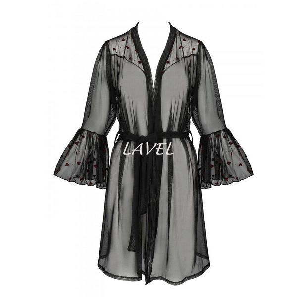 Повітряний пеньюар Passion LOVELIA PEIGNOIR XXL/XXXL, black SO4773 фото