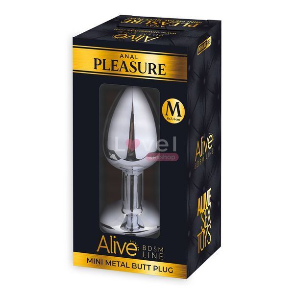 Металлическая анальная пробка с кристаллом Alive Mini Metal Butt Plug Pink M SO6002 фото
