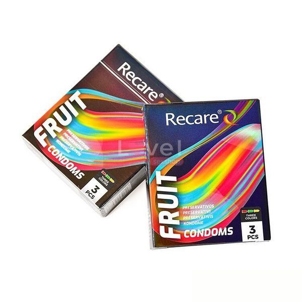 Презервативи Holographic Recare Fruit Flavour Condoms 3 шт, аромати: м'ята, банан, полуниця SX3333 фото