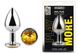 Анальна пробка з кристалом EGZO Silver Round Plug Yellow size M MSR-13M фото 2